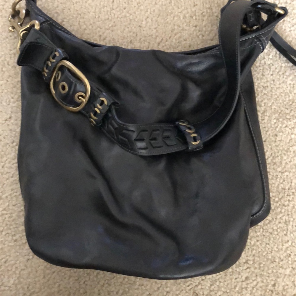Coach bleeker black leather bucket duffel